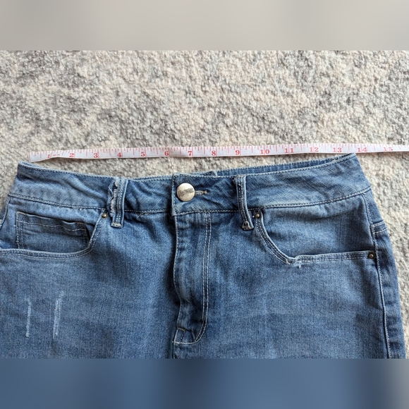 Nanette Lepore jean denim skirt women's size 6 distressed frayed hem destroyed - Picture 4 of 8